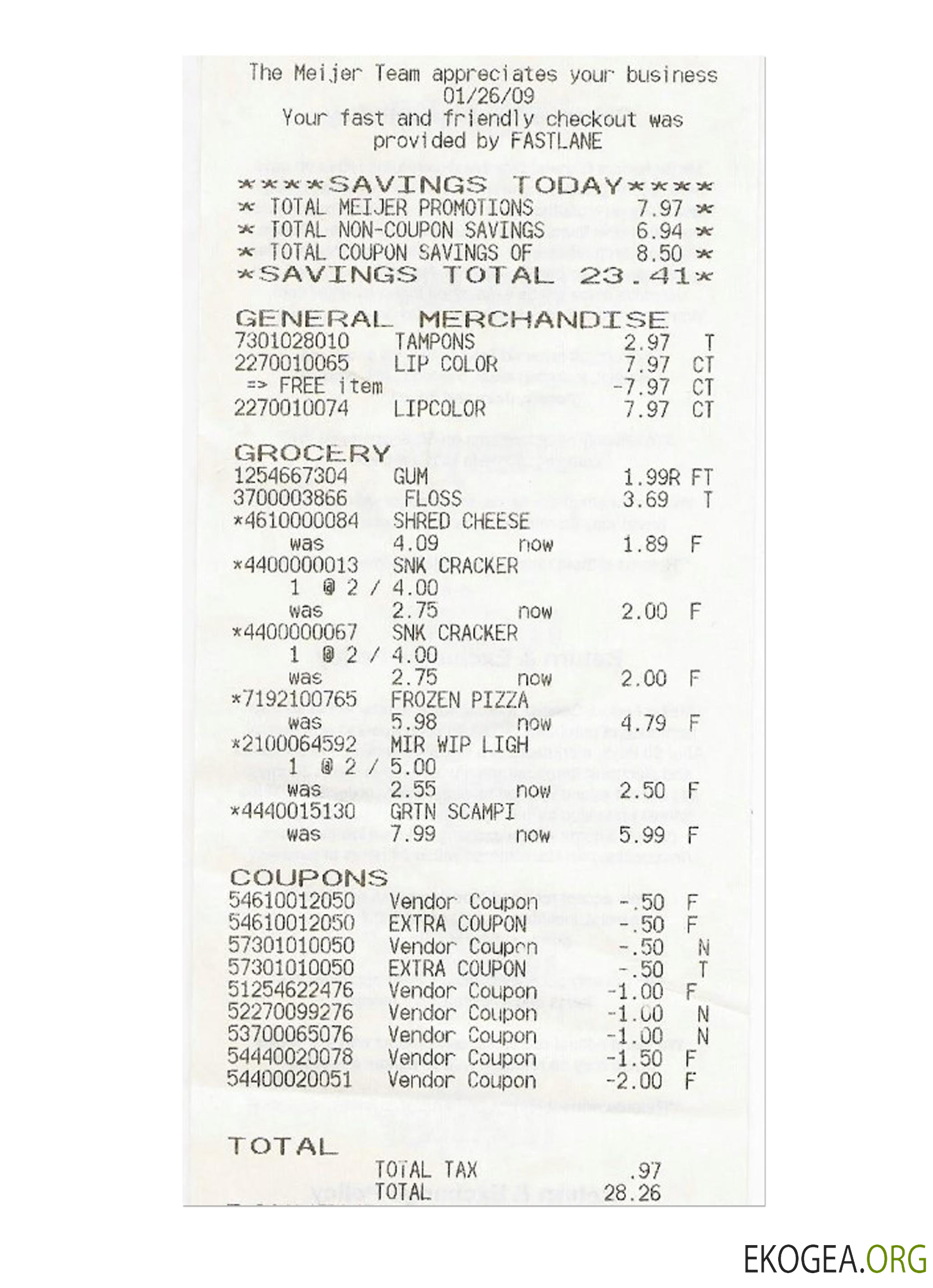 Modèle de reçu THE MEIJER TEAM